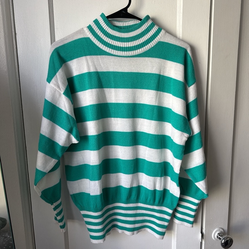 Vintage Striped Green and White Sweater